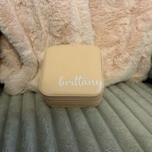 Travel Nude Pink Jewelry Case Box with “Brittany” vinyl lettering NWOT